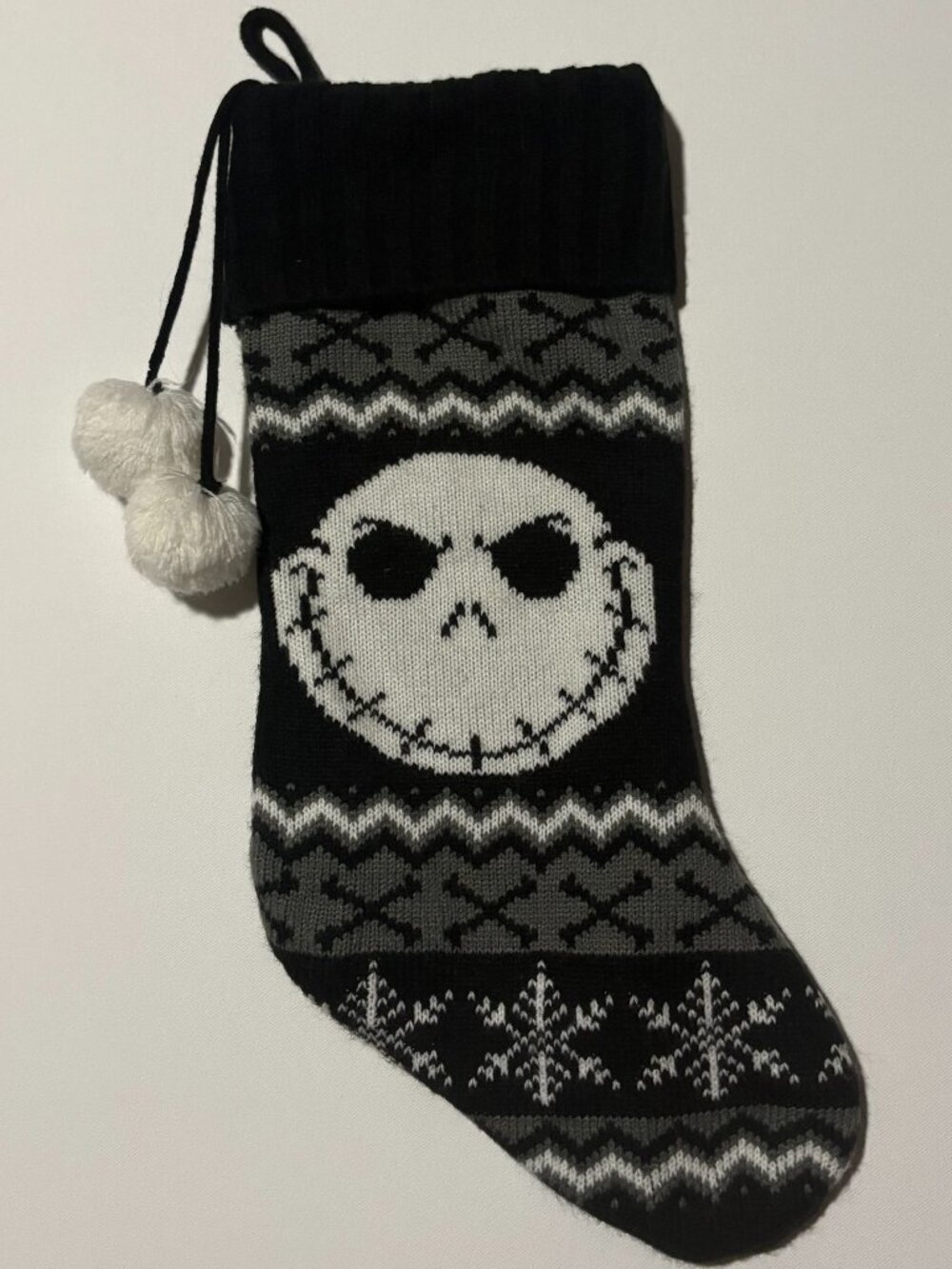 Disney Nightmare Before Christmas Jack Skellington Knit Stocking Pom Pom 20"